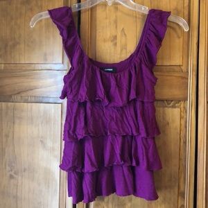 Express Dark Purple Ruffle Shirt XS